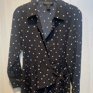Rachel Zoe Black Polka Dot Wrap Dress
